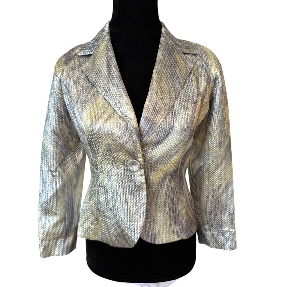 Hilton Hollis Metallic Green & Silver Jacket Size 2 - Picture 6 of 9